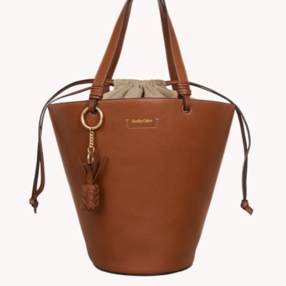 SEE BY CHLOE CECLILIA / CECILYA Medium Leather Bucket Bag in CarmelloMSRP$695